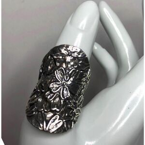 1530 OR PAZ 925 Sterling silver Israel wide bold flower ring sz 9 12.4 grams